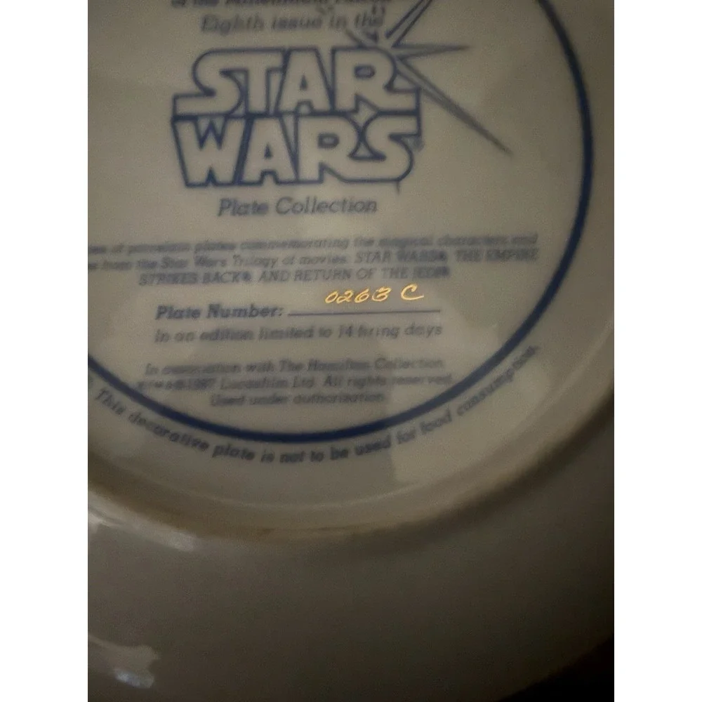 Star Wars Crew in Cockpit Limited Numbered Plate 1986 COA BOXED C-3PO Chewy Hans